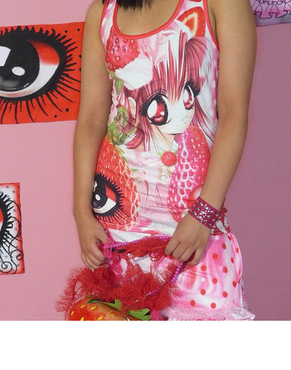 ki00bi00 - Strawberry Dreamcore Fitted Tank camisole ki00bi00