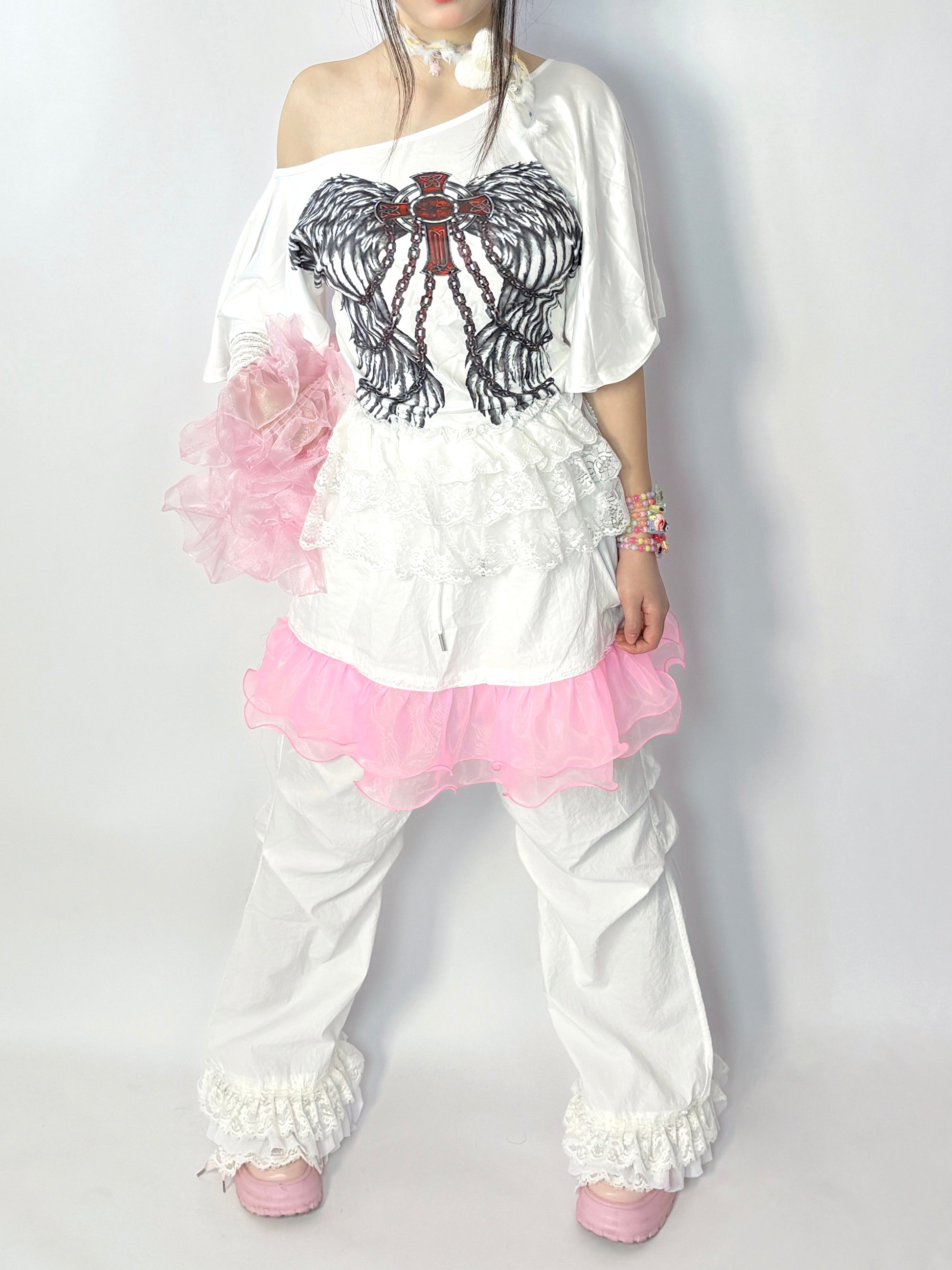 LEERROO Lace Wide-Leg Pants | Harajuku Cute Casual Trousers pants Leerroo