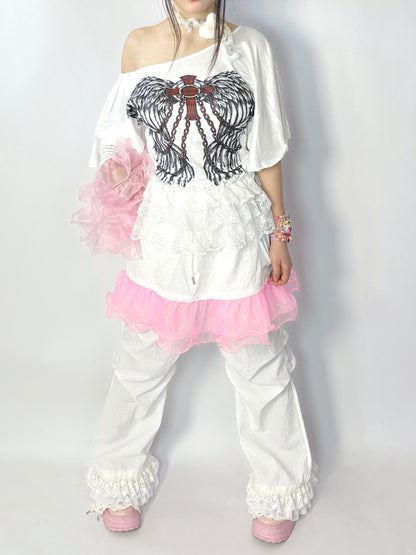 LEERROO Lace Wide-Leg Pants | Harajuku Cute Casual Trousers pants Leerroo
