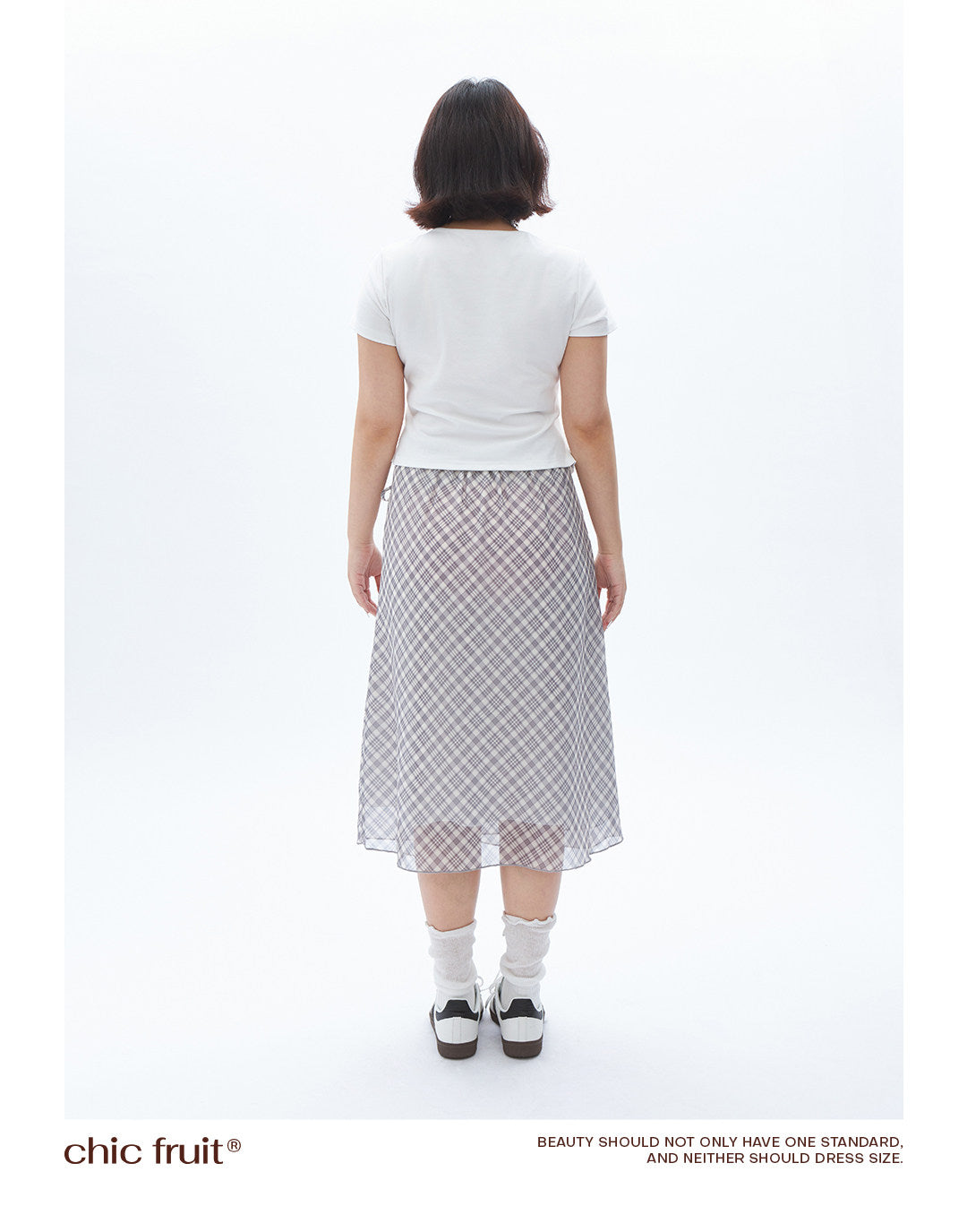 CHIC FRUIT - Asymmetric Mesh Plaid Skirt skirt Chic Fruit