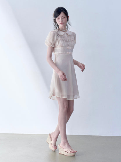 SOS SEAMSTRESS - Bow Puff Collar Dress dress SOS SEAMSTRESS