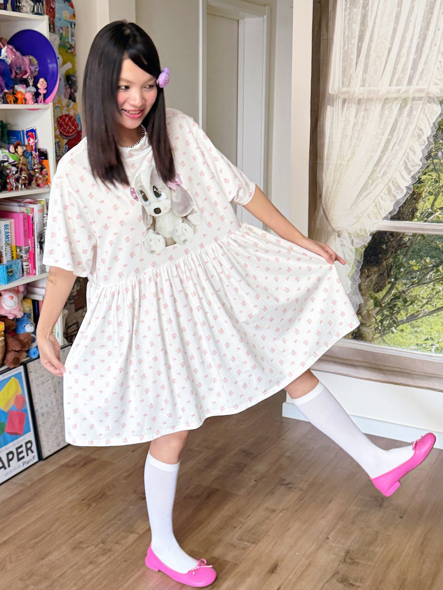 bunnybunnygun - Floral Oversized Dress dress bunnybunnygun
