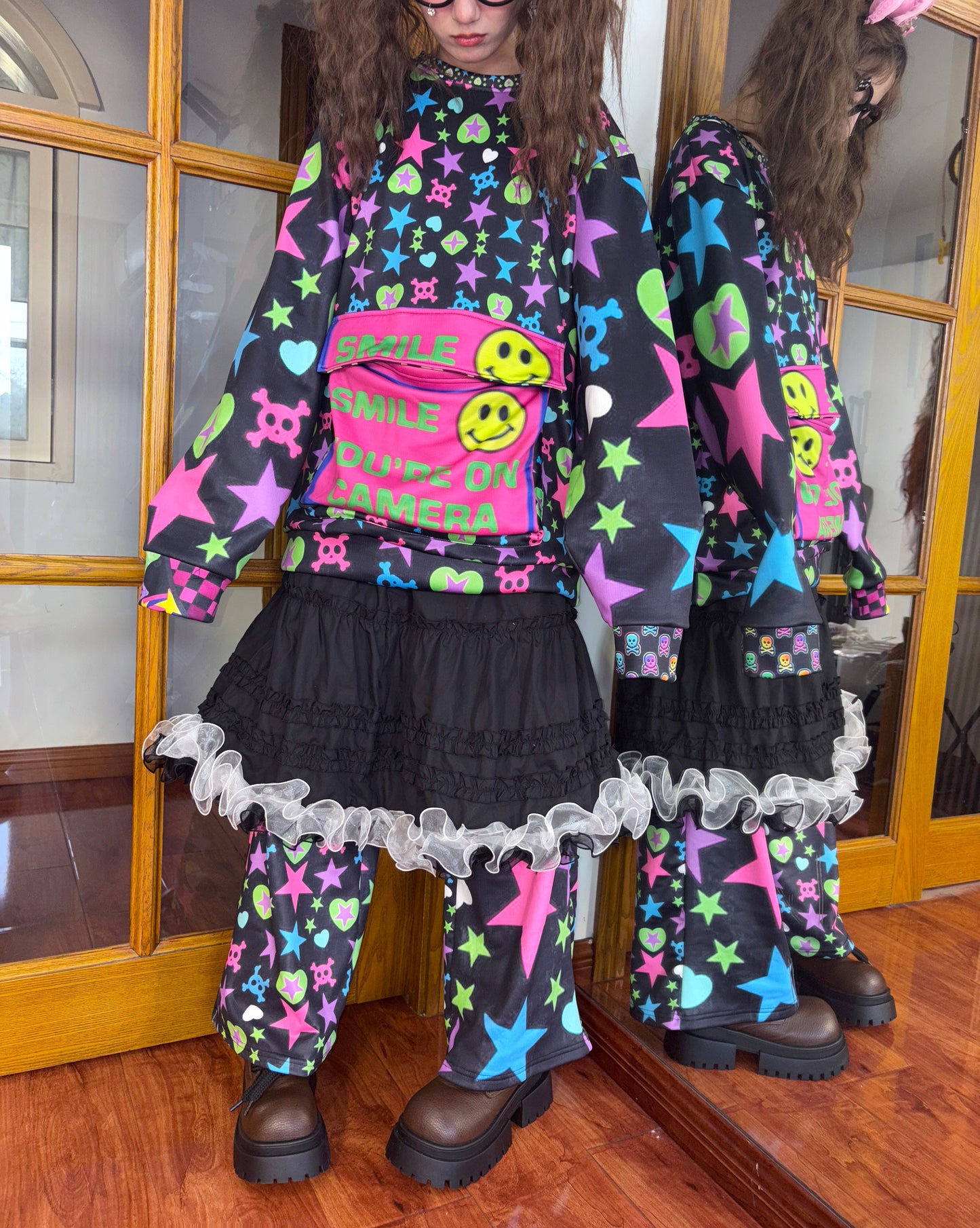 Leerroo - Harajuku Dopamine Oversized Fleece Sweatshirt sweatshirt Leerroo