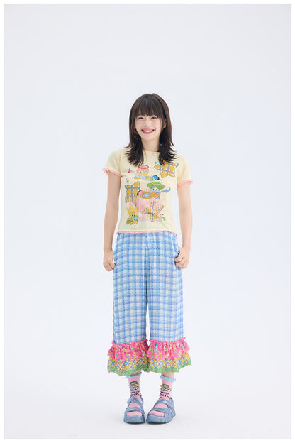 tntntutu - Blue Plaid Patchwork Pants | Fairy Kei Kawaii Harajuku Vintage Trousers pants tntntutu