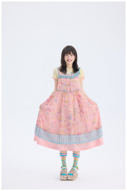 tntntutu - Pink Rabbit Mesh Dress | Fairy Kei Pastel Harajuku Kawaii Dress dress tntntutu
