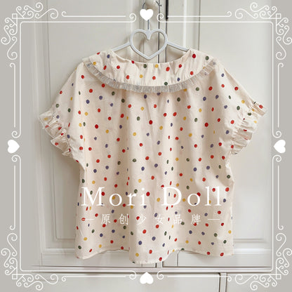 Mori Doll - Color Dot Cotton Lace Blouse shirt Mori Doll