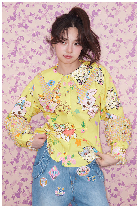 tntntutu - Kawaii Animal Print Ruffle Shirt shirt tntntutu
