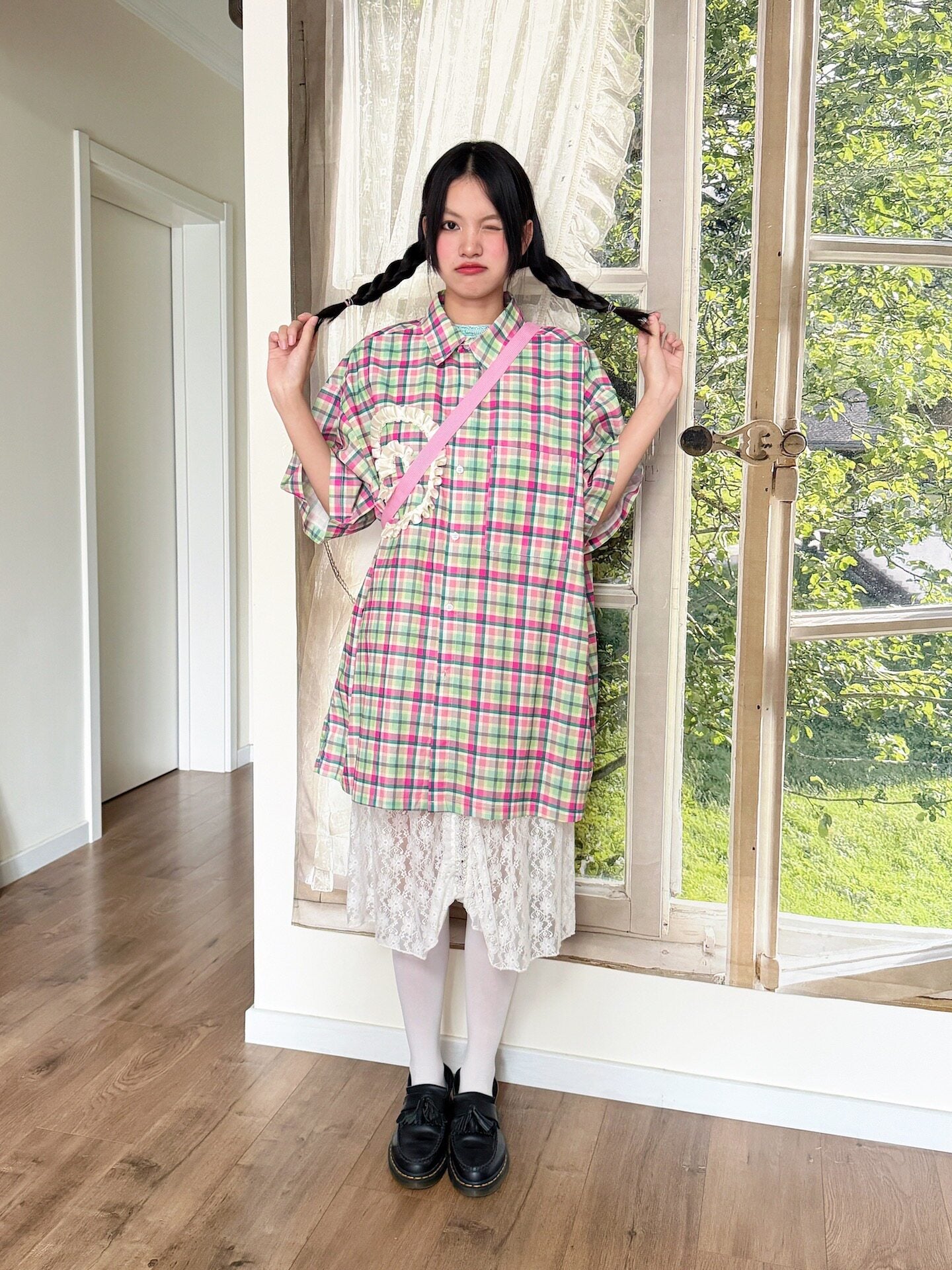 bunnybunnygun - Oversized Plaid Shirt shirt bunnybunnygun