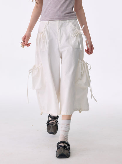 ziziFei - White Pocket Wide Leg Pants pants ziziFei