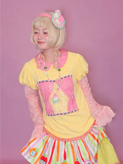 Lulululu - Yellow Polka Puff Tee shirt LULULULU