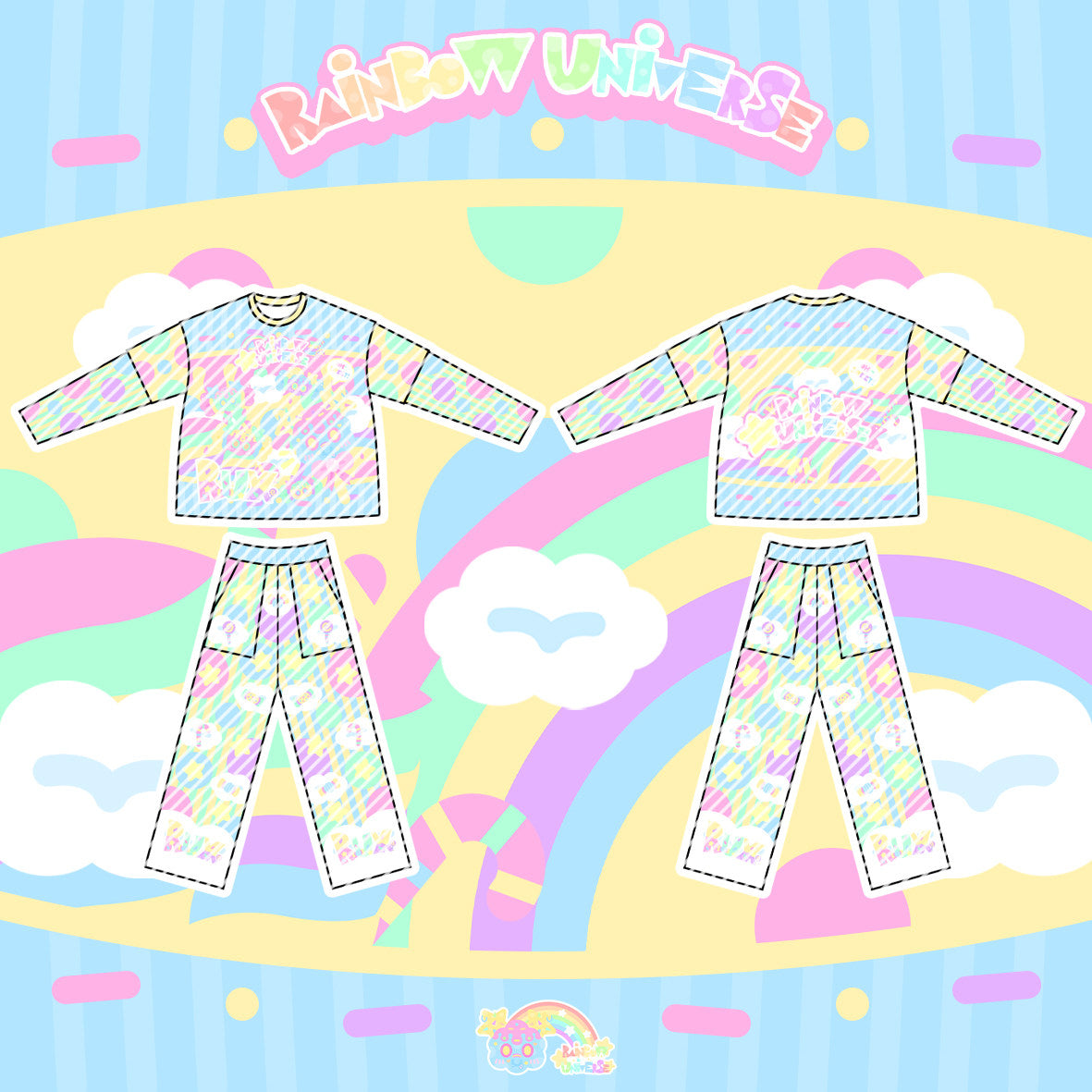 Rainbow Universe RUX - Pastel Decora Kei Two Piece Set set Rainbow Universe RUX