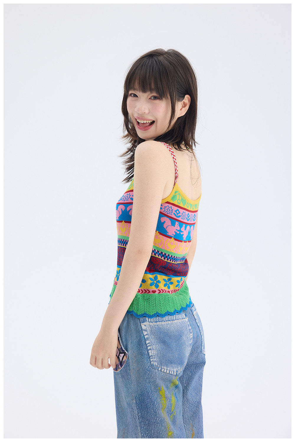 tntntutu - Colorful Fair Isle Knit Tank Top | Kidcore Fairy Kei Harajuku Vest camisole tntntutu