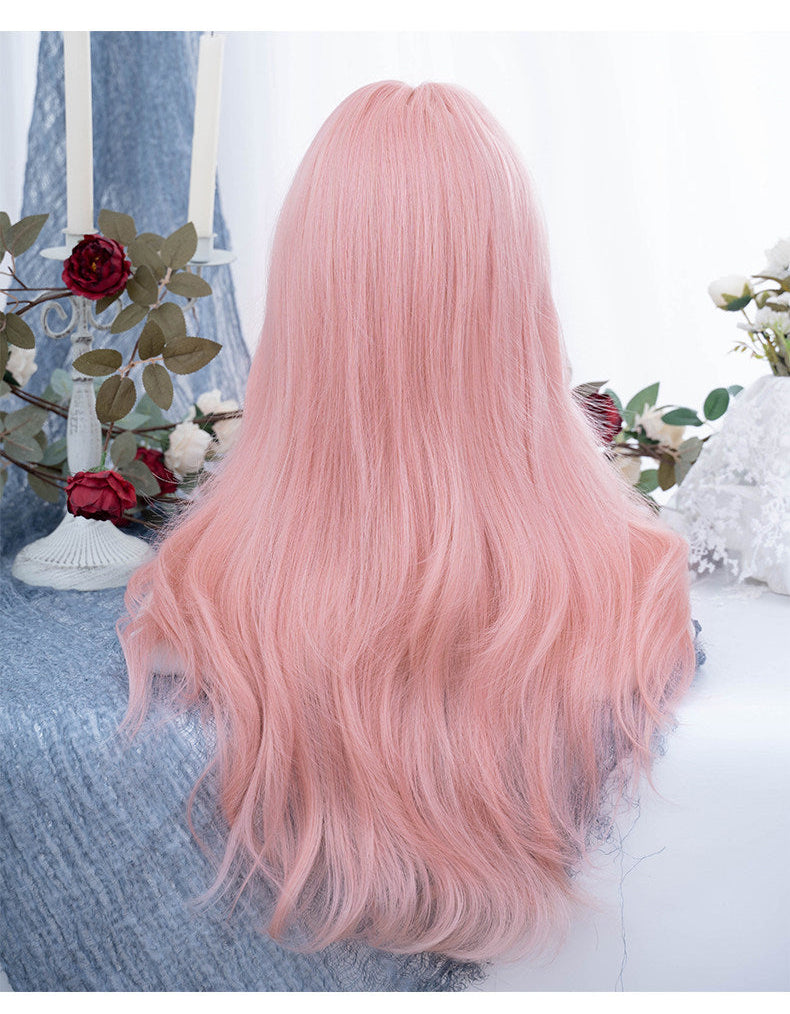 Alice Garden - Coral Pink Long Curly Wig | Sweet Lolita Korean Girly Hair wig Alice Garden
