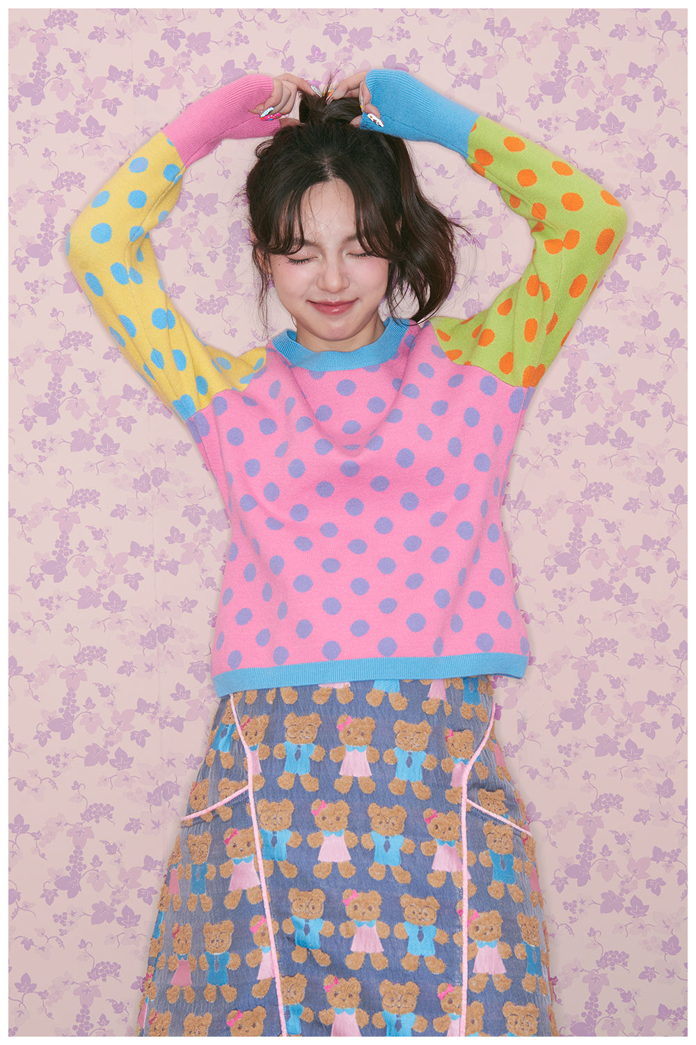 tntntutu - Kawaii Dopamine Polka Dot Knit Sweater sweater tntntutu