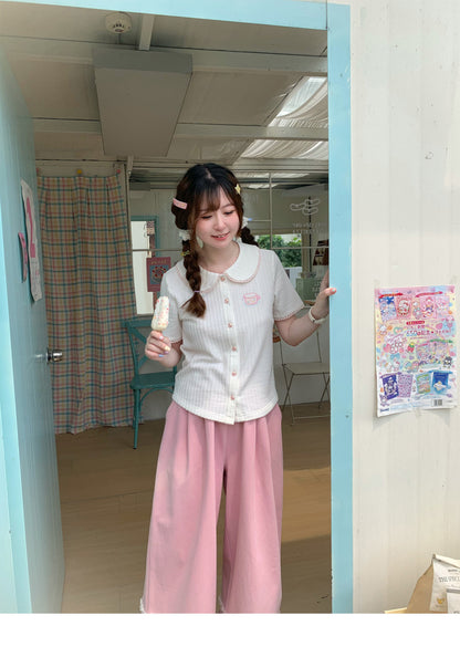 Peach Party - Pink Ruffle Wide Leg Pants