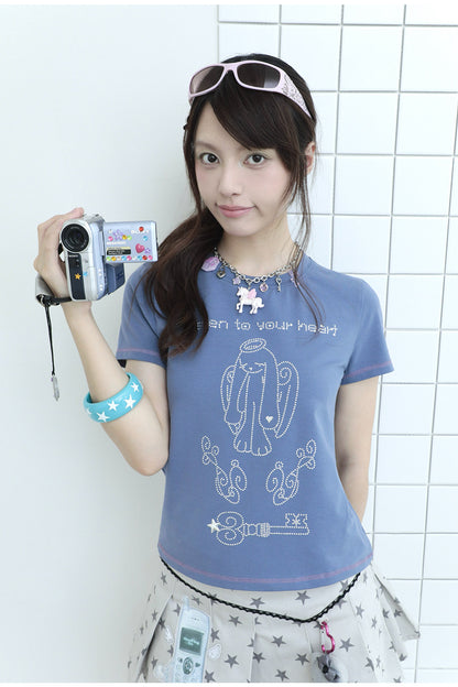 Hashtag DDD - Angel Bunny Rhinestone Tee tee Hashtag DDD