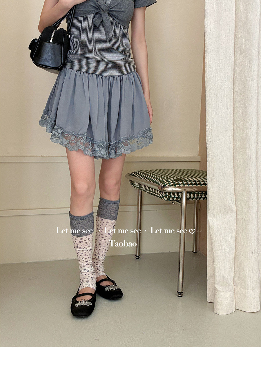 LET ME SEE - Floral Retro Cream Leg Warmers socks let me see