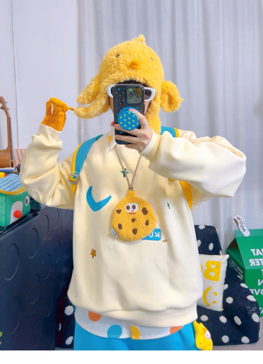 KURIOSITAET 杏色卫衣冬无帽刺绣 sweatshirt KURIOSITAET