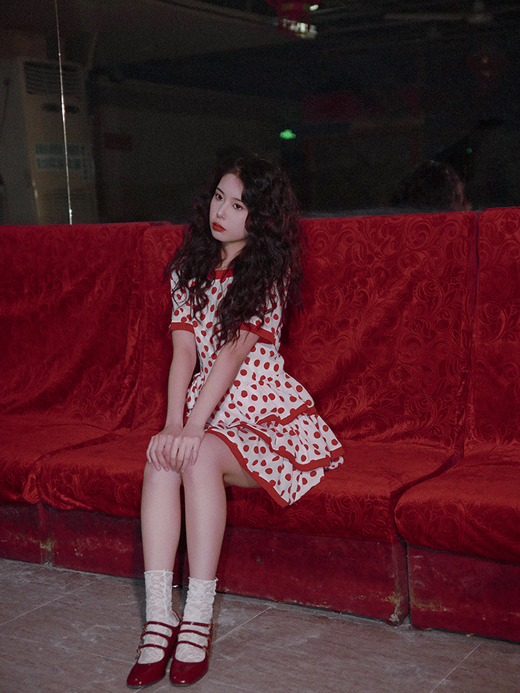 Nanjun Vintage – Showa Polka Dot Cake Dress dress Nanjun Vintage