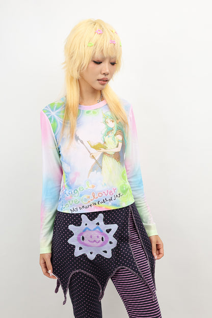 NIHON KIDS - Decora Kei Long Sleeve Top Colorful Cute
