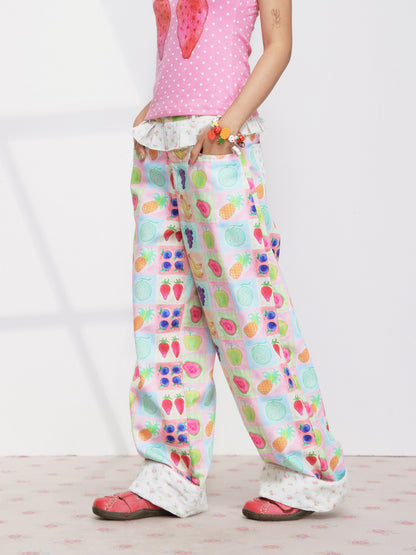 FRUITS - Floral Pleated Trousers pants Fruits