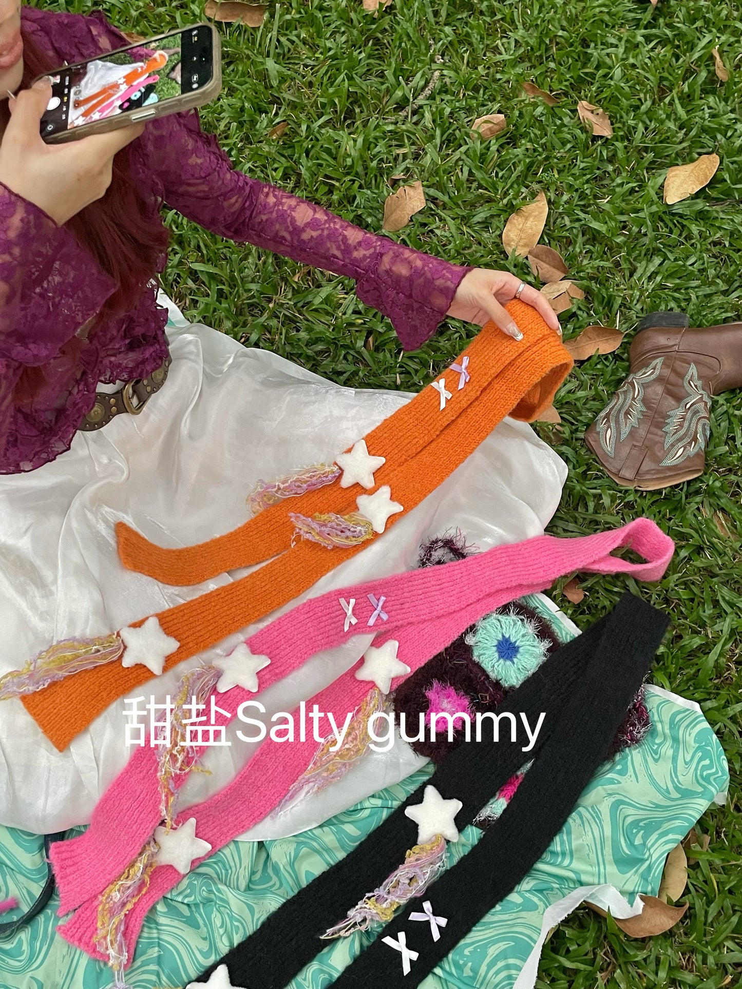 Salty Gummy - Y2K Long Knit Scarf Cute Playful Sweet Cool Aesthetic scarf Salty Gummy