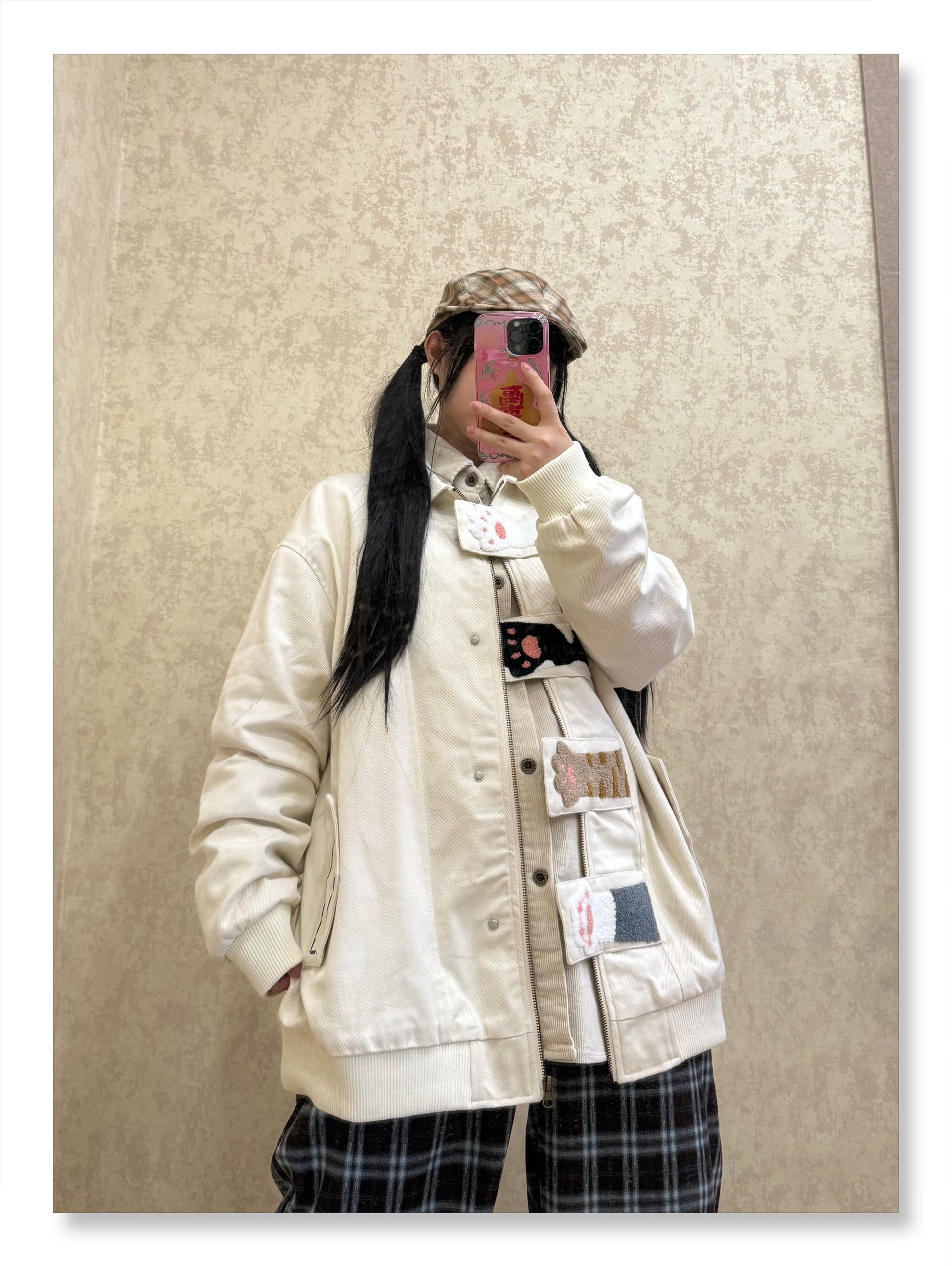 BIBULU - Kidcore Cat Paw Embroidered Jacket jacket BIBULU White M