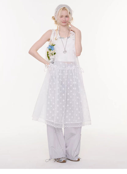ziziFei - White Polka Dot Mesh Dress overskirt ziziFei