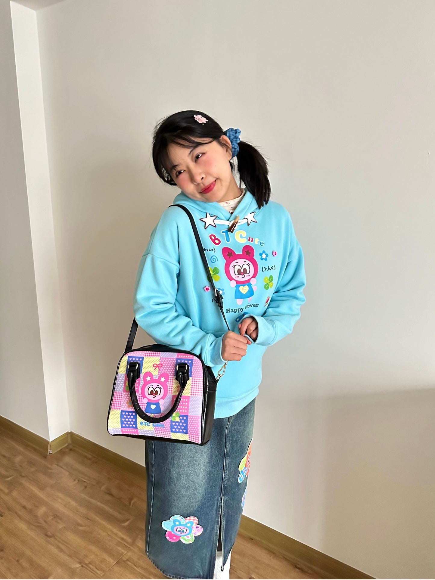 Bodytalk - Kawaii Horn-Button Printed Hoodie hoodie bodytalk