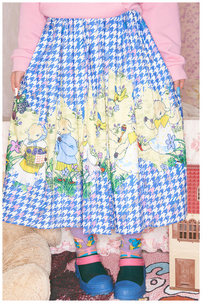 tntntutu - Kawaii Blue Houndstooth Lamb Print Skirt skirt tntntutu