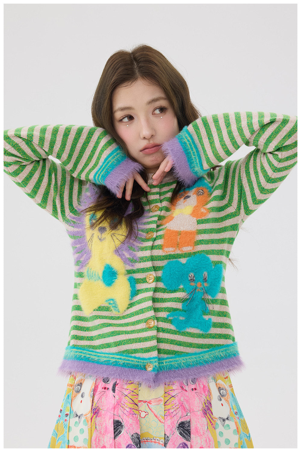 tntntutu - Plush Cartoon Knit Cardigan cardigan tntntutu