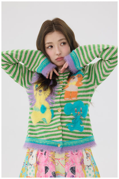 tntntutu - Plush Cartoon Knit Cardigan cardigan tntntutu