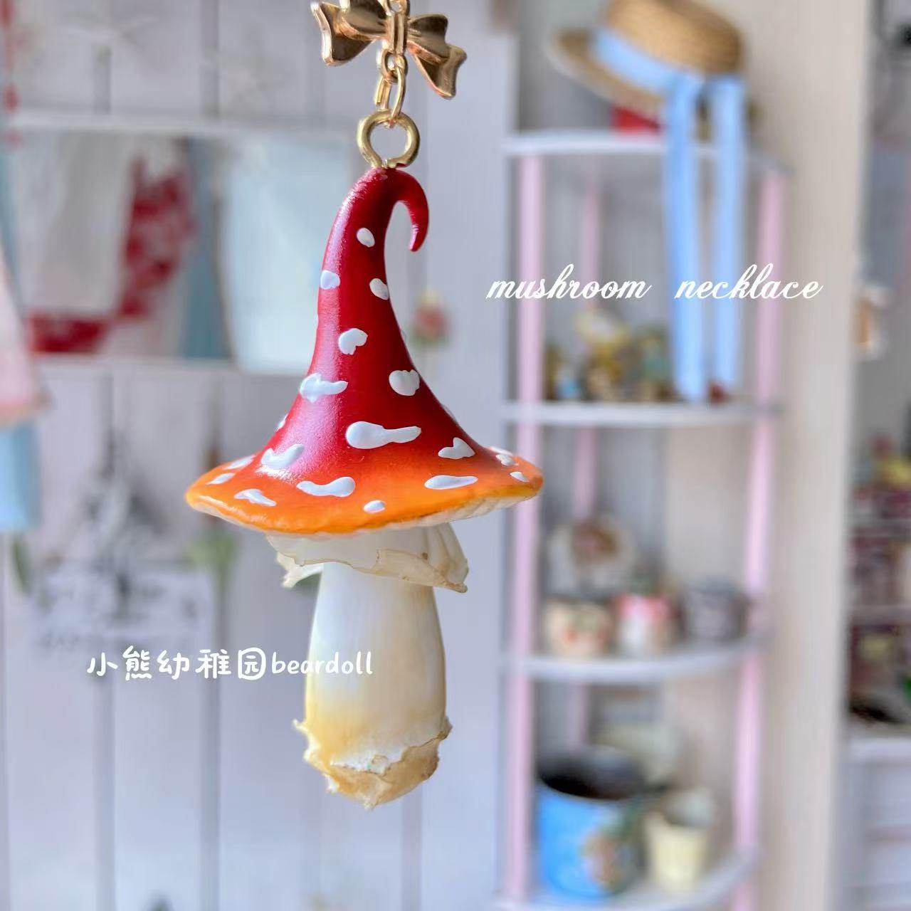 Bear Doll - Kawaii Mushroom Beaded Necklace necklace Bear Doll