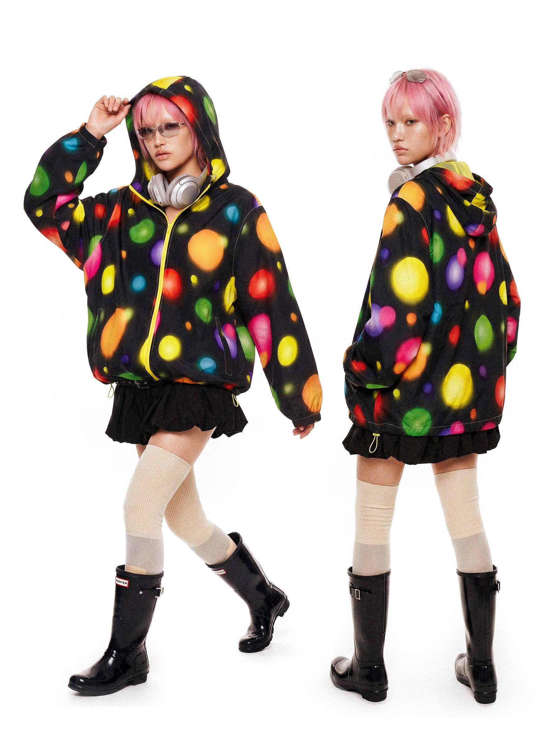 DeadEndKids - Black Polka Dot Techwear Windbreaker Jacket jacket DeadEndKids