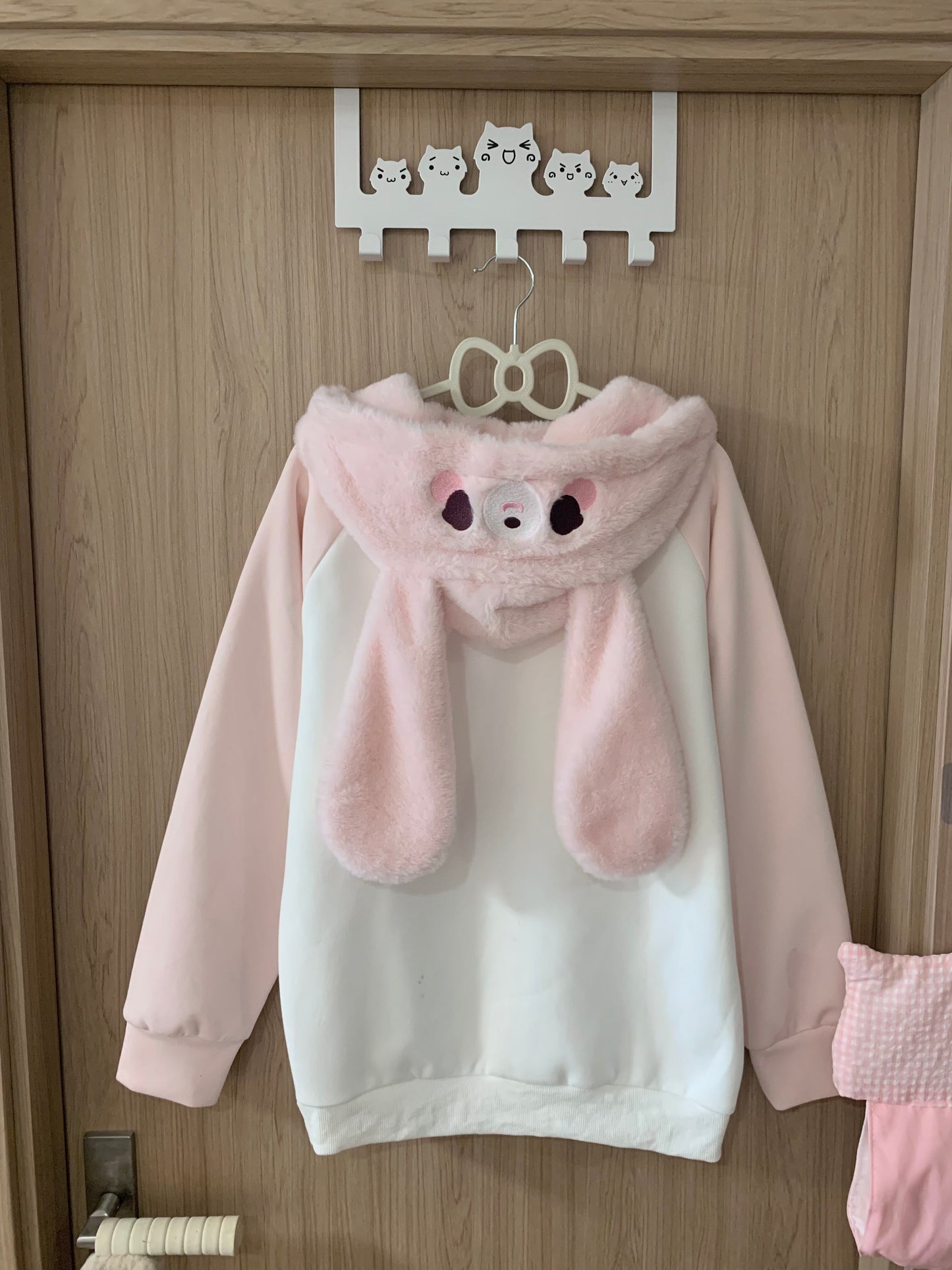 Blurred Bear - Kawaii Colorblock Fleece Hoodie Skirt Set set Blurred Bear