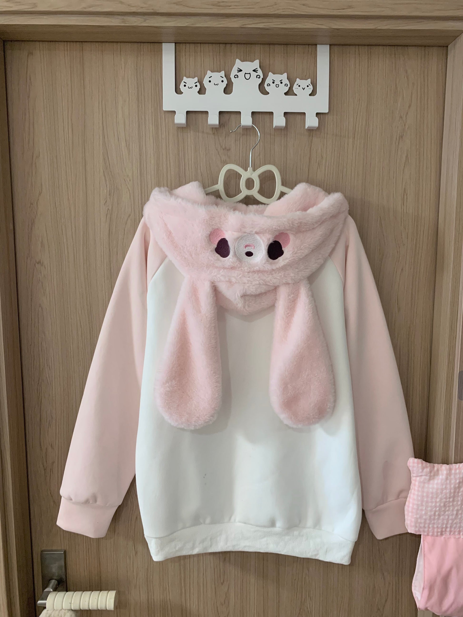 Blurred Bear - Kawaii Colorblock Fleece Hoodie Skirt Set set Blurred Bear