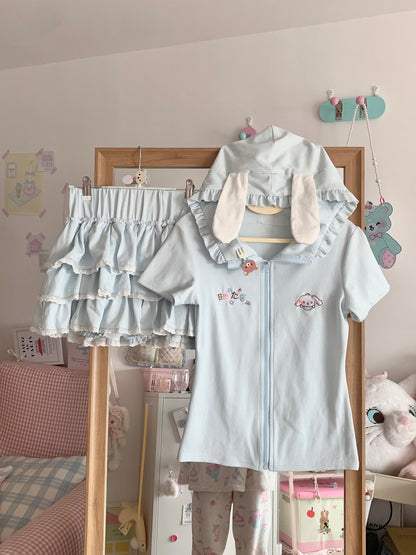 Blurred Bear Kawaii - Bunny Tee & Ballet Skirt Set set Blurred Bear