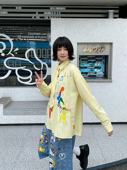 BIBULU - Kidcore Embroidered Plaid Shirt shirt BIBULU