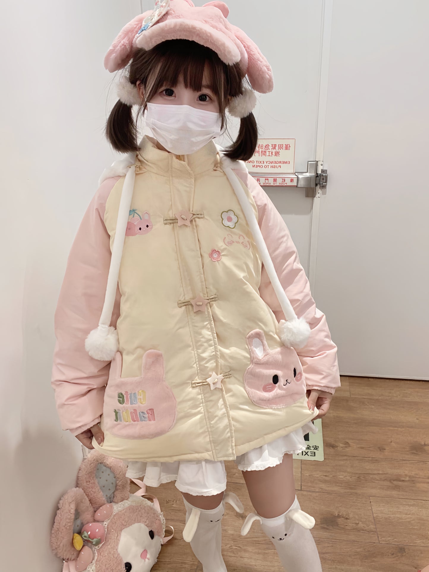 Blurred Bear - Kawaii Bunny Padded Down Jacket coat Blurred Bear