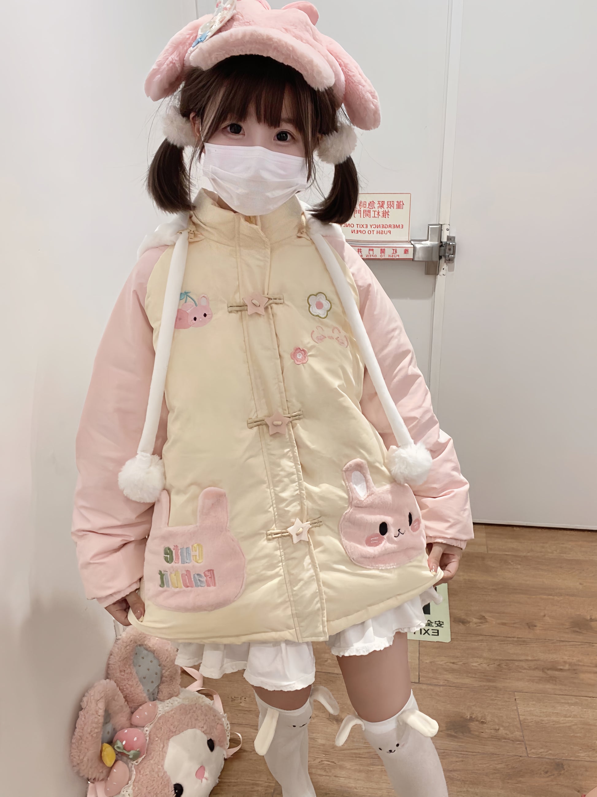 Blurred Bear - Kawaii Bunny Padded Down Jacket coat Blurred Bear