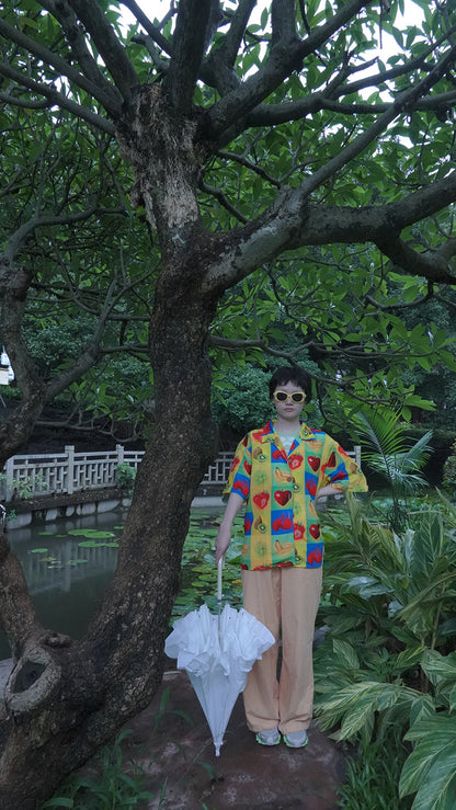 No Blue Today - Fruit Plaid Oversized Short-Sleeve Shirt shirt No Blue Today
