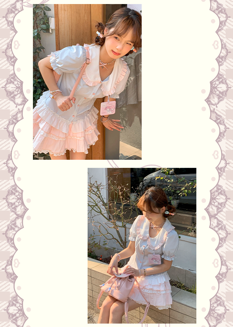 Sinsingirl - Kawaii Bunny Academy Shirt & Mini Skirt Set set sinsingirl