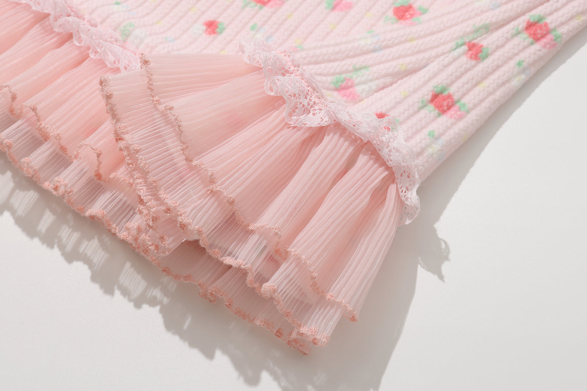 shishihshop Strawberry Frill Vest | Harajuku Layered Look Cotton Ruffle Tank Top vest shishihshop