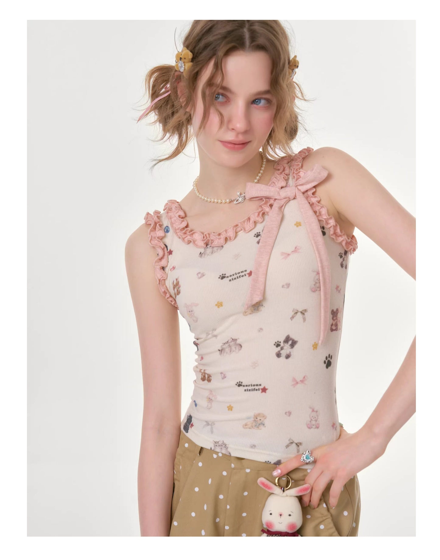 ziziFei - Cat Garden Ruffle Cami Top camisole ziziFei