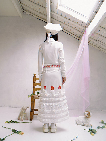 daytoday everyday institute - Kawaii Strawberry Cake Turtleneck Top Stretch Fuzzy sweatshirt daytoday everyday institute