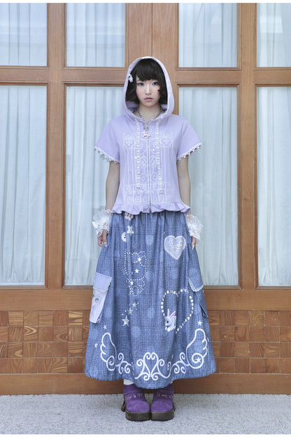 Hashtag DDD - Purple Embroidered Hooded Cardigan