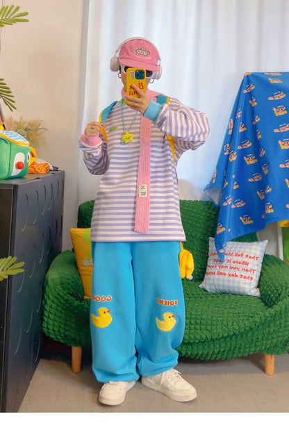 KURIOSITAET - Decora Kei Purple Striped Long Sleeve Tee shirt KURIOSITAET