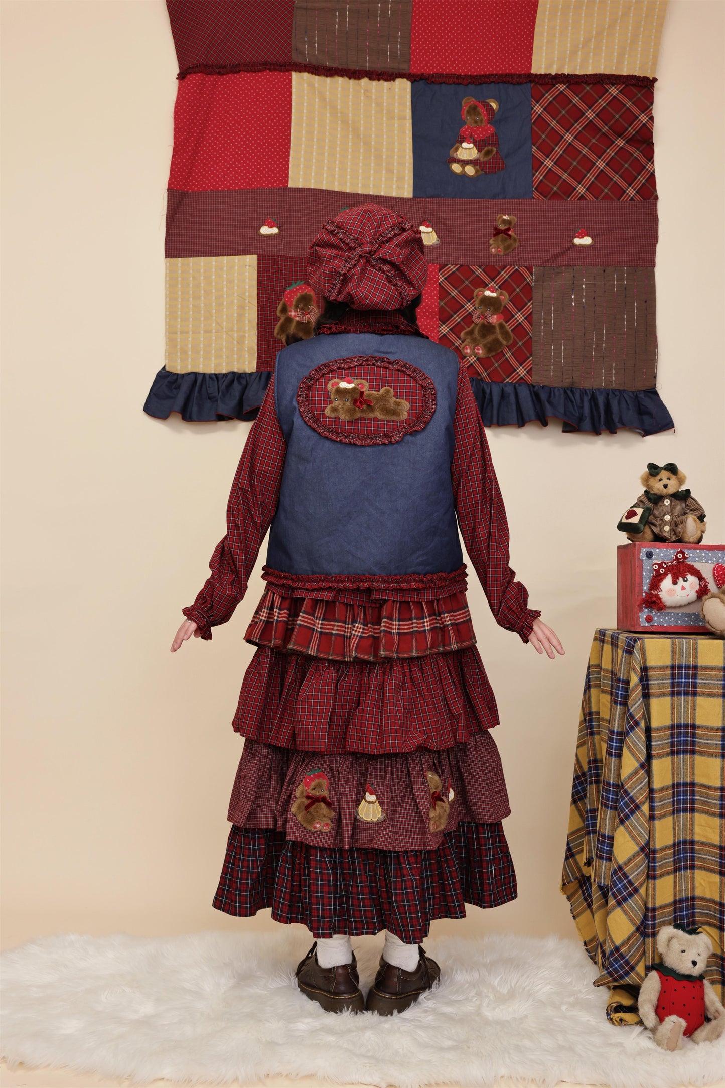 SemenCoicis - Kawaii Vest Plaid Lace Teddy Rabbit Vest vest SemenCoicis
