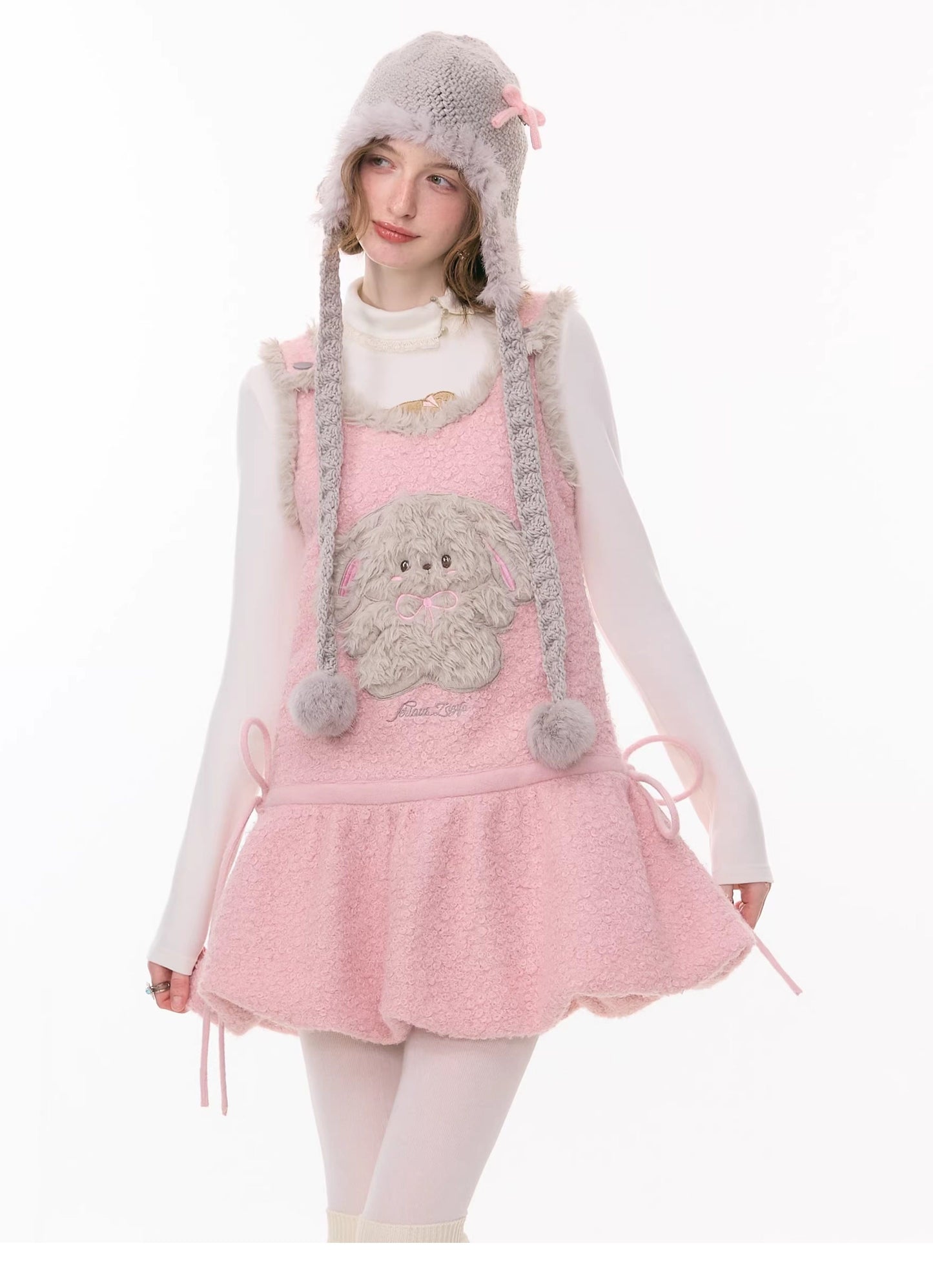 ziziFei - Girly Kei Plush Bunny Pocket Dress dress ziziFei