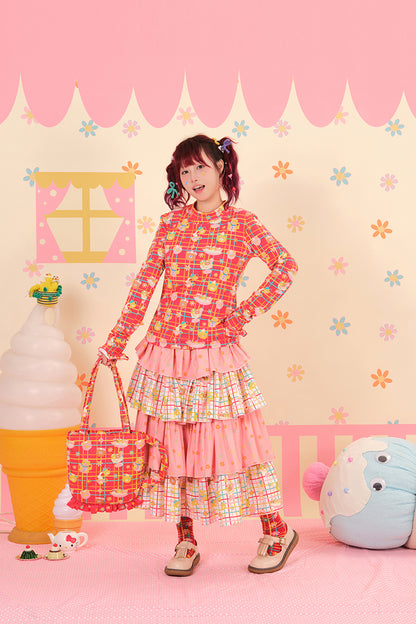 NIKKOU - Kawaii Knitted Base Layer Top with Lace Cuffs shirt Nikkou home